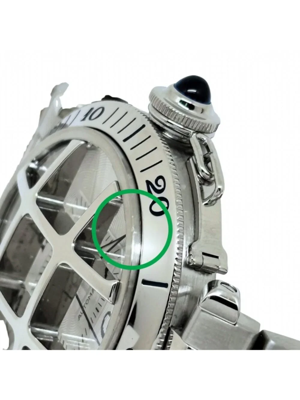 Cartier Pasha 38 Dome Grit Silver Stainless Steel Automatic
